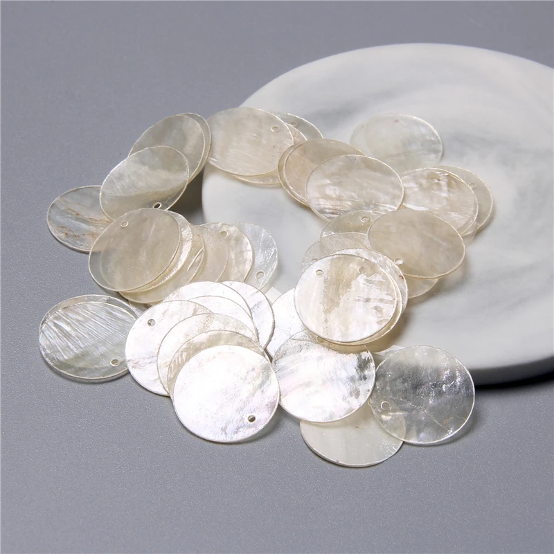 Piezas de concha redonda transparente Natural para fabricación de joyas, pendientes sueltos a granel, accesorios de cuentas, joyería hecha a mano, bricolaje