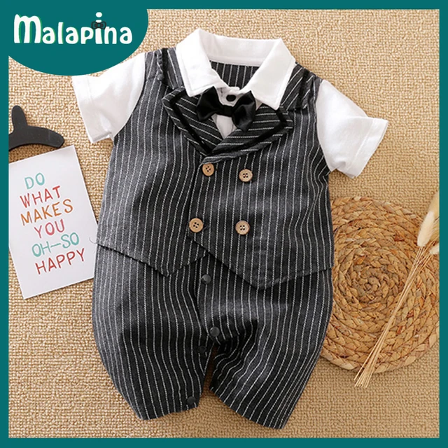 Malapina Baby Boy Romper Kids Summer Spring 0-24M Age Infant Gentleman Toddler Newborn Outfits Baby Girls Clothes 2021 Like the picture