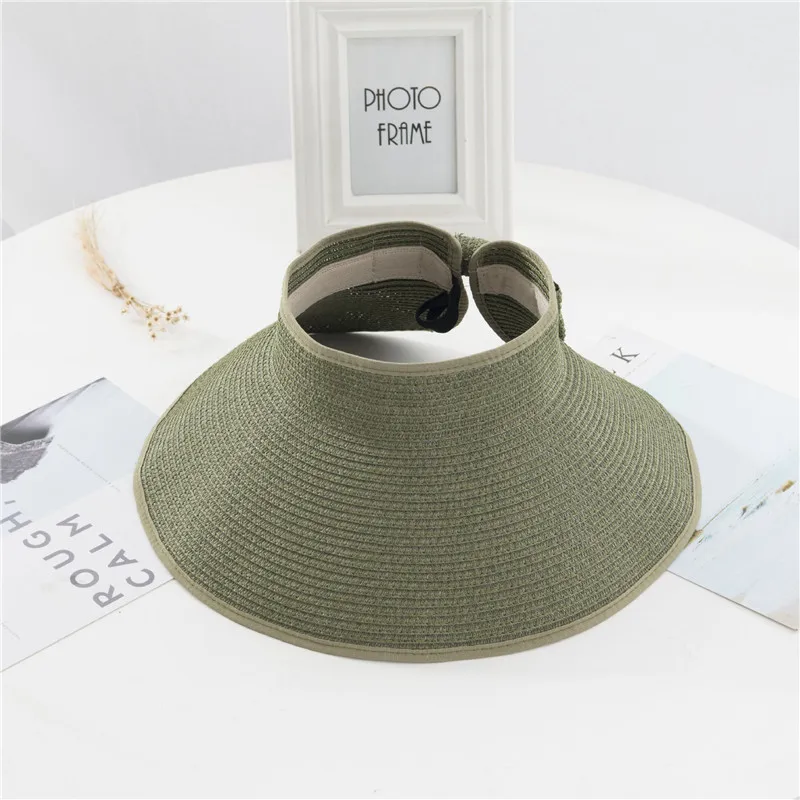 Summer Women's Holiday Beach hat Ladies Girl Topless Empty Bow Sun Visor Hat Sunshade Protection Straw hats beach hat