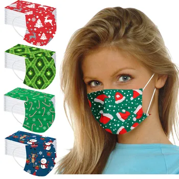 

Fast Delivery Women Man Christmas Mask Disposable Face Mask Industrial 3ply Loop 50pcs Mask Breathable Facemask Mascarilla