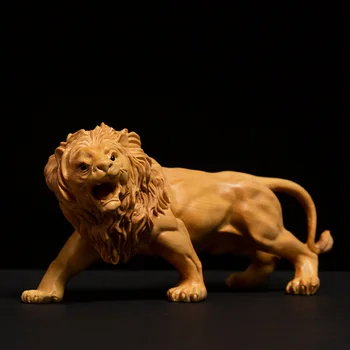 

Creative Lion Statue Ornaments King Style Home Decors Gothic Boxwood Miniature Animal Sculpture Wall Decorations Collections