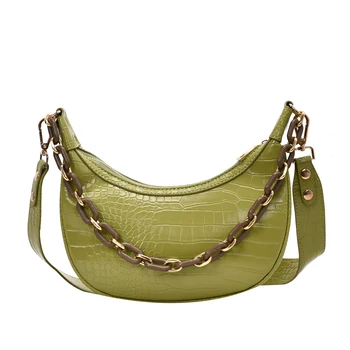 

2020 Solid color crocodile half moon chain women's shoulder messenger bag crossbody bags for women purses and handbags sac femme