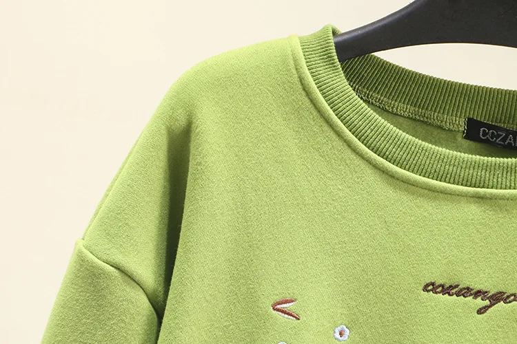 Blvyisla 3XL плюс размер флисовый вышитый буквенный свитер с длинными рукавами большие размеры пуловеры студенческие женские теплые зимние топы
