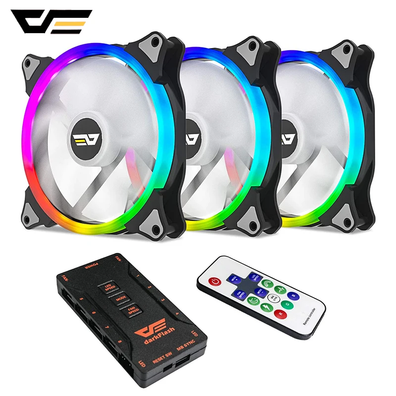 Baratos Aigo funda de ordenador ventilador de refrigeración 140mm RGB ajustar 3pin + 4pin LED silencioso + IR Remote AURA SYNC CPU enfriador refrigeración por agua RGB carcasa ventilador