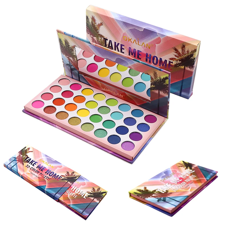

32 Color Branded High quality Book style Package Eye Shadow Palette Bundle Pressed Pigment Palette for Makeup