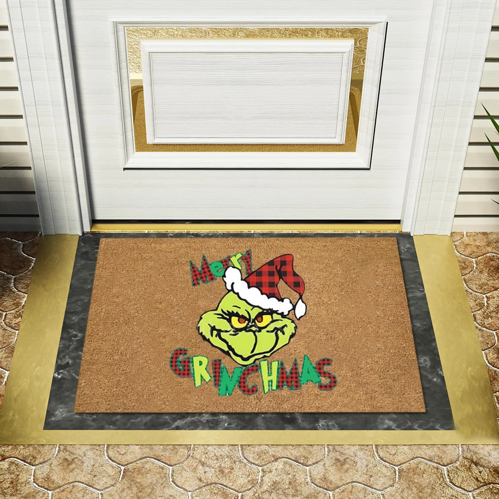 Grinch Christmas Doormat Non Slip Rubber Entrance Rug Small Front Door
