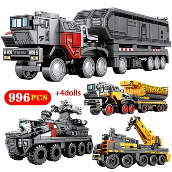 

996pcs City Cargo Transport Vehicle Car Building Blocks For Technic Wandering Earth Military Truck Bricks Toys for Boys