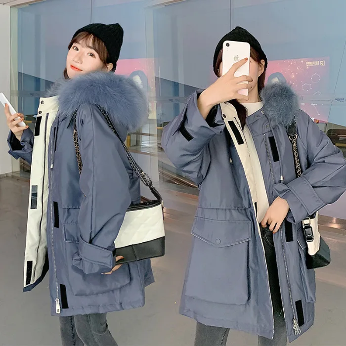 

Photo Shoot 2019 Winter Korean-style Dongdaemun down Jacket Women's Fashion Loose Thick Mid-length Velcro Cotton-padded Clothes