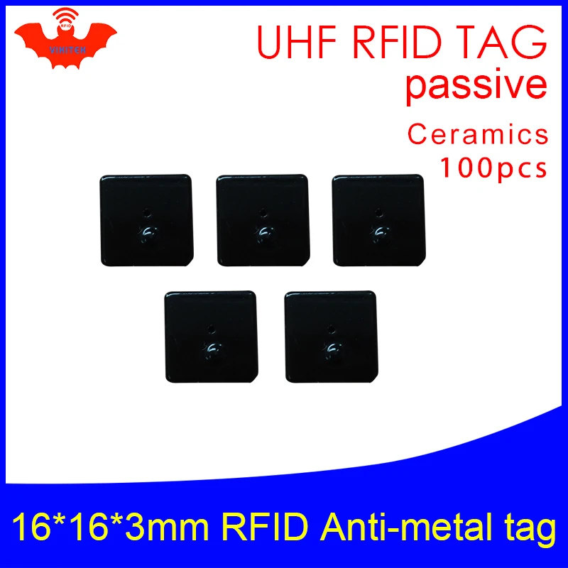 

UHF RFID metal tag 915m 868m impinj NXP EPC ISO18000 6c 100pcs free shipping 16*16*3mm small square Ceramics passive RFID tags