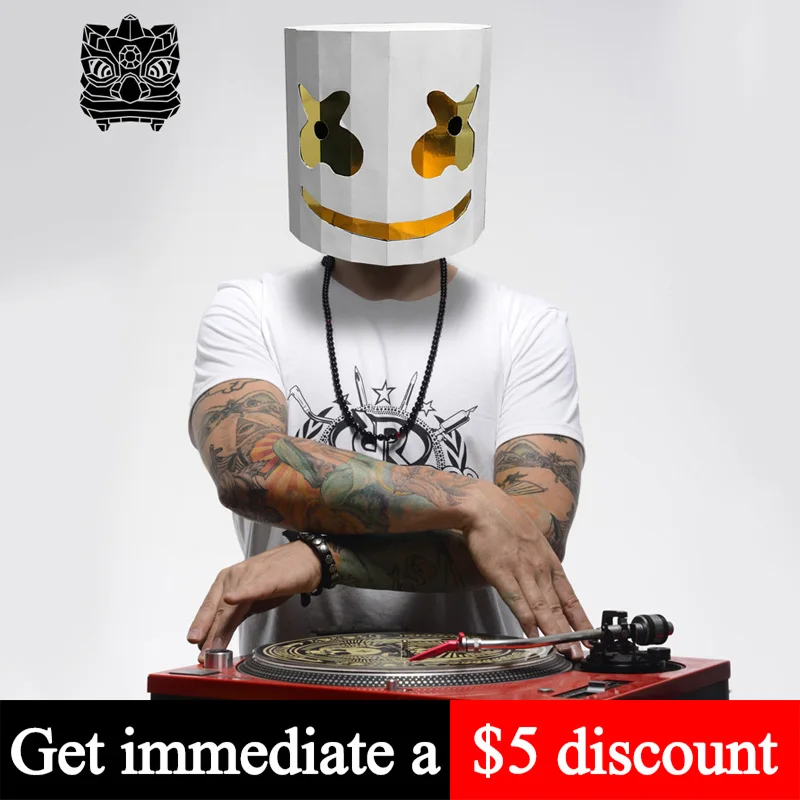Маска DJ Marshmello бумажная модель 3D Бумажная поделка искусство костюм вечерние