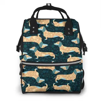 

Fashion Mummy Maternity Nappy Bag Floral Dachshunds Dogs Large Capacity Baby Bag Travel Backpack Nursing Bag for Baby Care