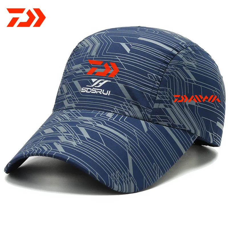 2021 Daiwa Fishing Hats Sunshade Anti-UV Sun Protection Hats Breathable Adjustable Outdoor Running Hiking Sports Golf Mesh Cap