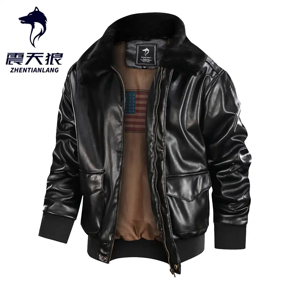 jaqueta de couro masculina militar