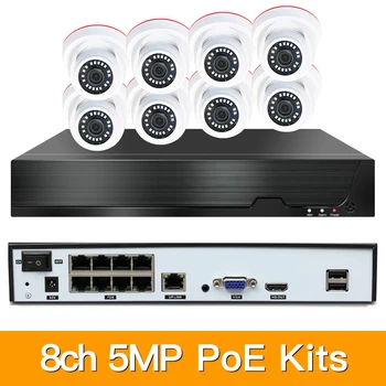 

8ch 5MP POE Kits H.265 System CCTV Security PoE NVR Indoor dome IP Camera Surveillance Alarm Video P2P P6Spro
