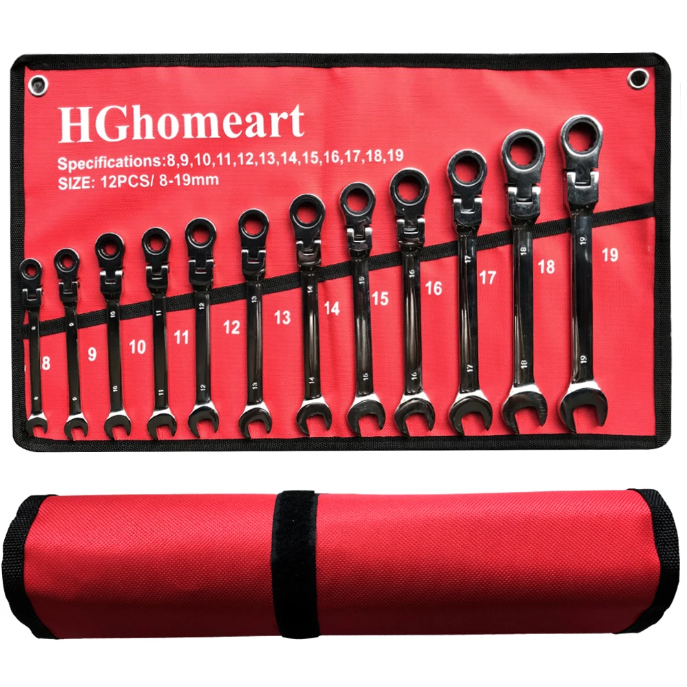 Key Ratchet Wrench Spanner Socket Tool Set Ratchet 5/7/12PCS Car Wrench Set Hand Tools Socket Head Wrench Set Adjustable Spanner