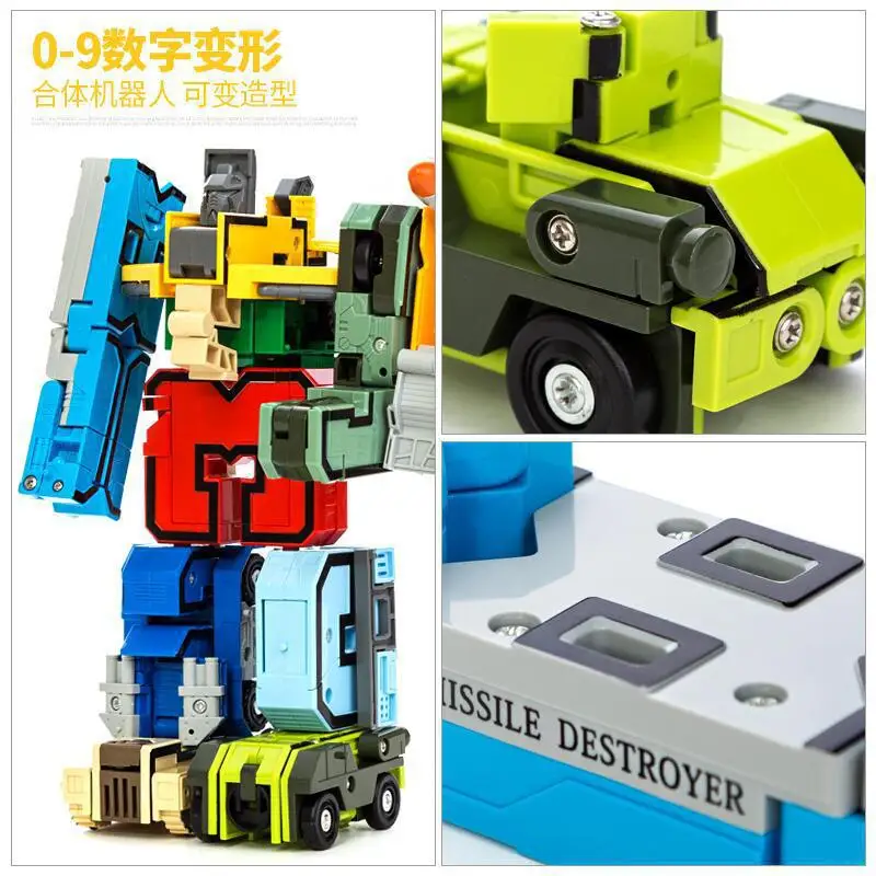 

New Music New with Numbers Transformation Toy Jingang Building Block Robot Set 0-9 Jingang Combat Team CHILDREN'S Toy 2808