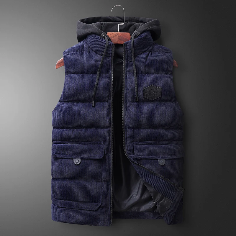 Мужской s пиджак без рукавов, жилет зима весна модные повседневные пальто мужские хлопковые теплые мужские жилеты мужские теплые жилеты Большие размеры 7XL - Цвет: Синий