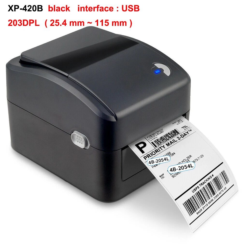 small phone printer Xp-420B Label Printer Thermal Paper Code Can Print Width 20-108mm Label Printer Electronic Package Qr Code Receipt Printing mini printer peripage Printers