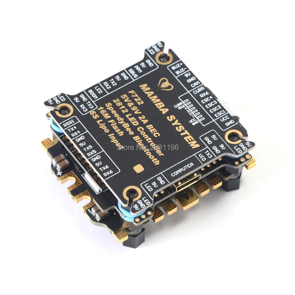 

Diatone MAMBA F722S Betaflight stack Flight Controller OSD 5/9V 2A BEC & 50A 3-6S Blheli_32 Dshot1200 Brushless ESC RC Drone