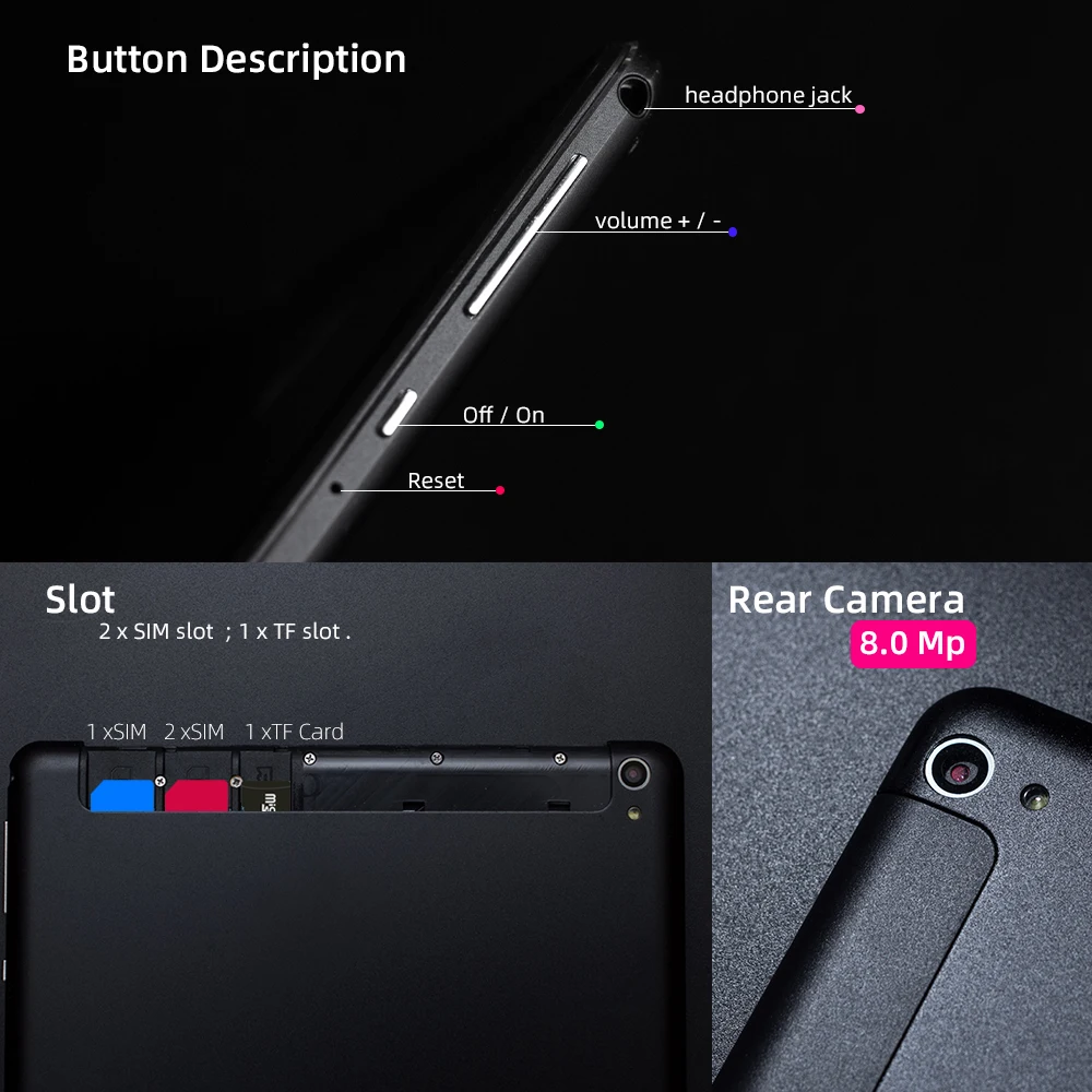  New T805G 10 inch Tablet PC Android 9.0 OS Octa Core 8GB RAM 128GB ROM 8 Cores 1280x800 IPS Phablet