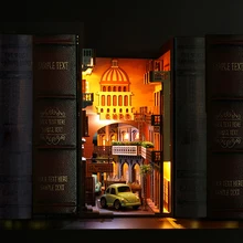 

Cutebee Book Nook DIY Wooden Dreamland of Alase Bookshelf Kits Miniature Furniture Bookcase Insert Model Roombox Building Gifts