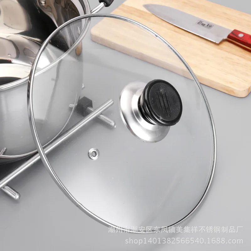 Online 1pcs Stainless Steel pot 1.5L 4L Double Bottom Soup Pot Nonmagnetic Cooking Multi purpose Cookware Non stick Pan general use