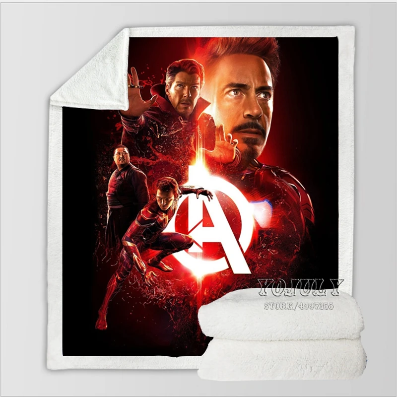 YOJULY, Железный человек, герой Marvel, для детей и взрослых, 3d принт, одеяло, диване, пододеяльник, теплое постельное белье, удобное офисное одеяло для короткого сна K36