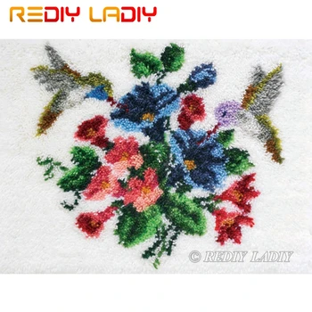 

Latch Hook Kit Make Your Own Rug Hummingbird Tapestry Crocheting Cushion Mat DIY Carpet Rug Set Pre-Printed Canvas Hobby & Craft