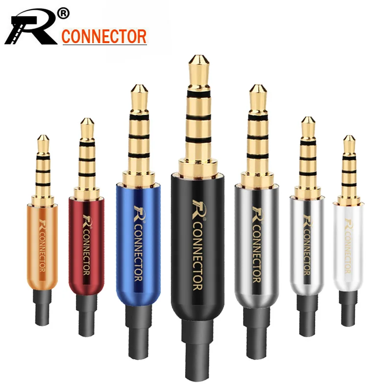 10 Pz/Lotto 4 Poli Stereo Da 3.5Mm Spina Maschio Del Connettore + Code Tubo Di Rame Placcato Oro Spina Martinetti 3.5 Millimetri Connettore Del Cavo D