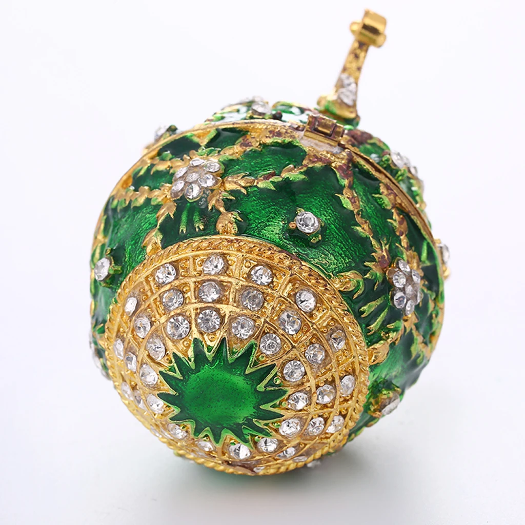 Зеленая эмаль Faberge Пасхальная коробка-яйцо для ювелирных изделий свадебное кольцо контейнер для хранения