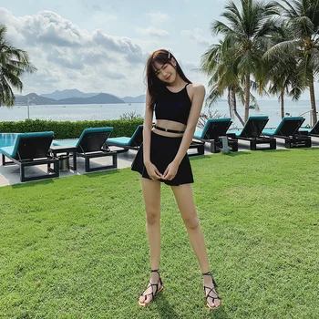 

Women's Swimsuit Bikini 2019 Woman Swimwear Bathing Clothes Girl Female Sexy Cover Korean Three Piece Ins Paisley Polyester