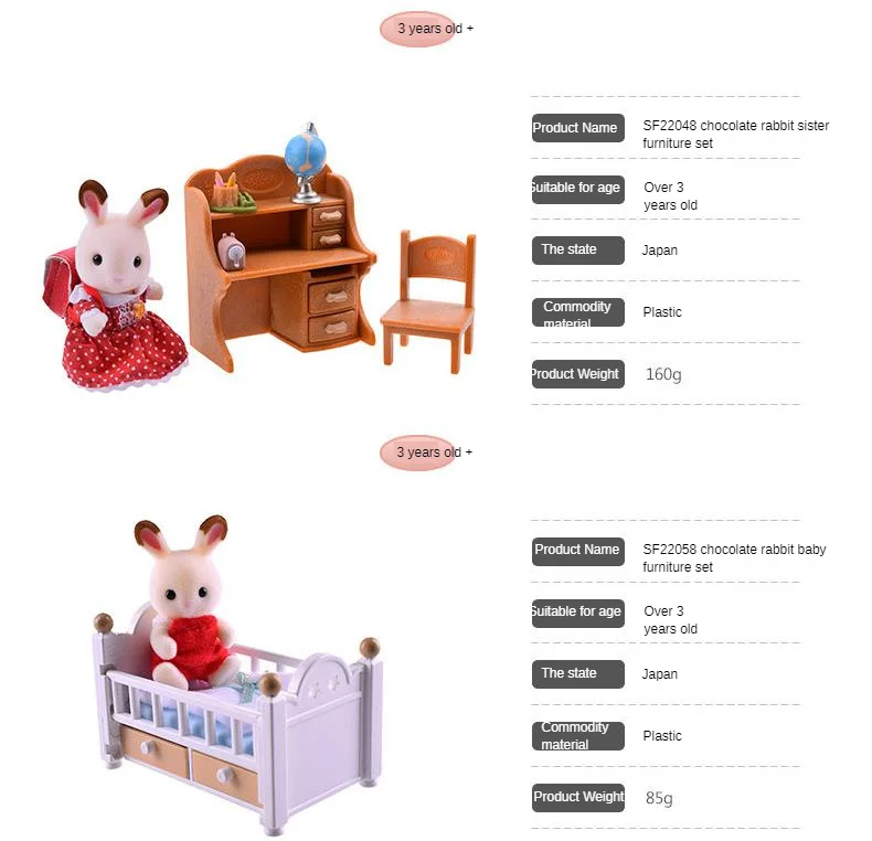 Япония Sylvanian Families Набор кукольной мебели шоколадный кролик девичий игровой дом игрушки мебель серия