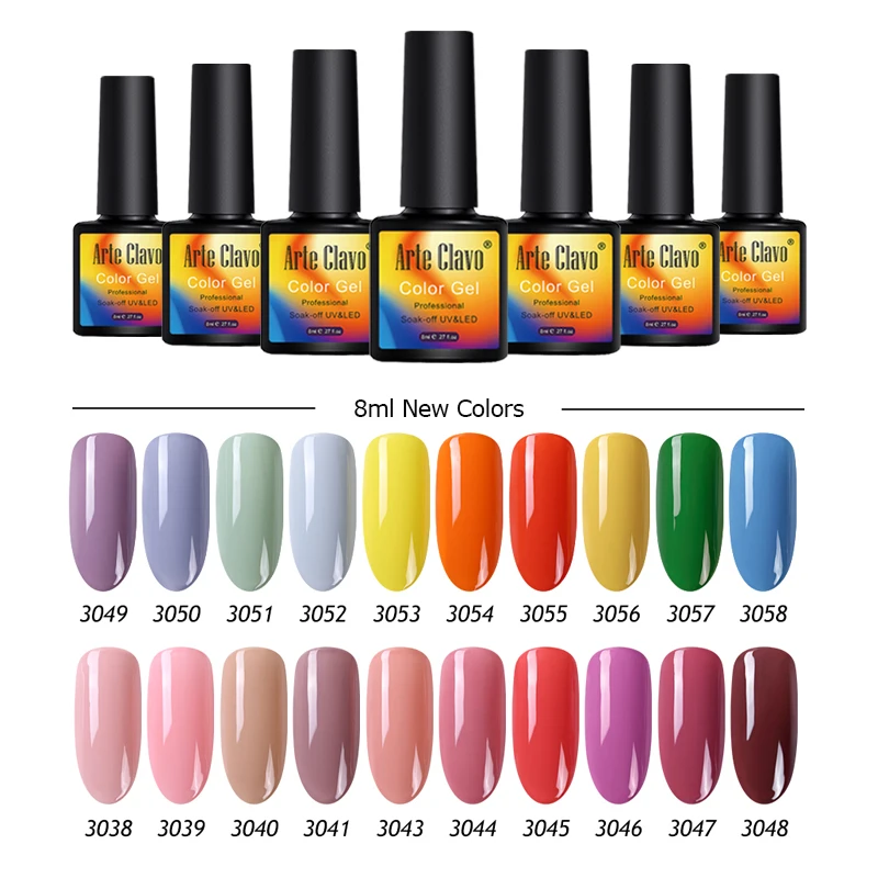 Arte Clavo 8ml New Color Gel Nail Polish Nail Art DIY Design Semi permanent UV Gel Soak Off Fashion Varnish Manicure Lacquer