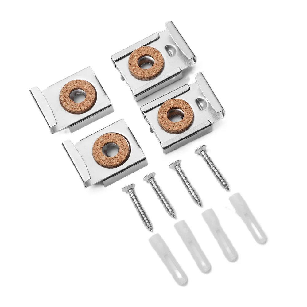 1Set Unframed Bathroom Mirror Glass Wall Hanging Fixing Kit Clips Adjustable Cabinet Bracket Hardware Tool | Обустройство дома