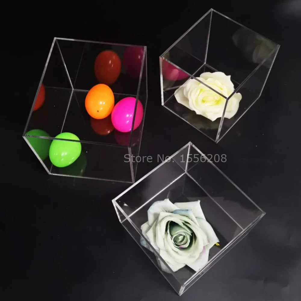 

1/8inch thickness 3mm Clear 5 sided acrylic cube box storage bin no lid inner size