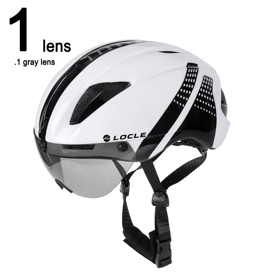 White Black 1 Lens LOCLE от 1 до 3 линзы Магнитные очки велосипедный шлем дорожный горный MTB в форме велосипедный шлем для езды скорость время-пробный велосипедный шлем - Цвет: White Black 1 Lens