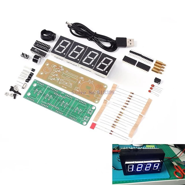 

A7-- 1 inch 4-Bit Digital Tube LED Clock Kit LED Display Module Blue 4 Digit LED Display Alarm Clock Electronic DIY Kit For Ardu