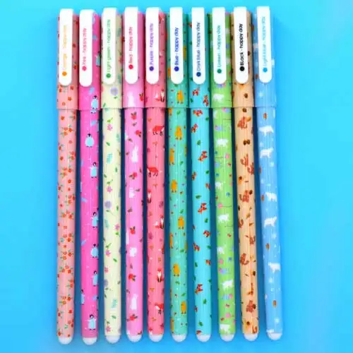 E-Fox Squirrel Bear 10 Pcs/Color Gel Pen Unicorn Flamingo Animal Starry Sky Flower Kawaii Pens Cute Korean Stationery Painting School Supplies - Цвет: E-Fox Squirrel Bear