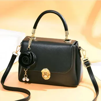 

2020 Women's Fashion Handle Satchel PU Leather Handbags Ladies Flower Decoration Shoulder Bag Female high quality Messenger bags