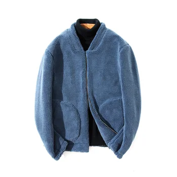 

Thick Winter Warm Jackets Men Lamb Cashmere Solid Color Big Pocket Outerwear Woollen Fashion Casual Coats Y1938