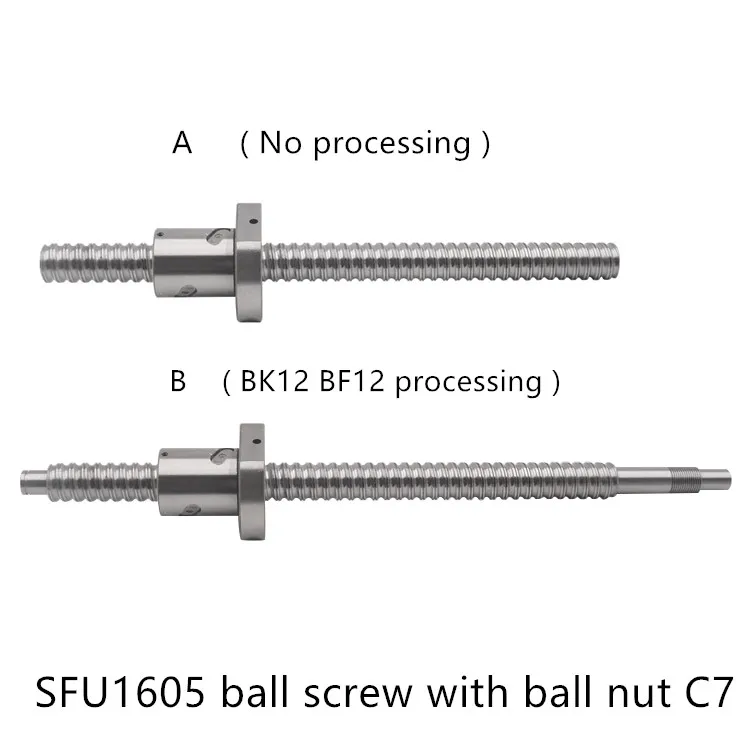 SFU2505 1600-1800mm Rolled Ball Screw With Ballnut For BK/BF12 End Machined CNC 