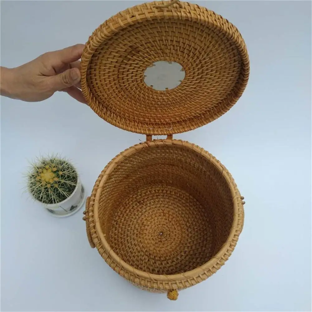 Wicker Basket Handmade Willow Hand-wovenStraw Bucket For Household Tea Cake Home Debris Storage Case