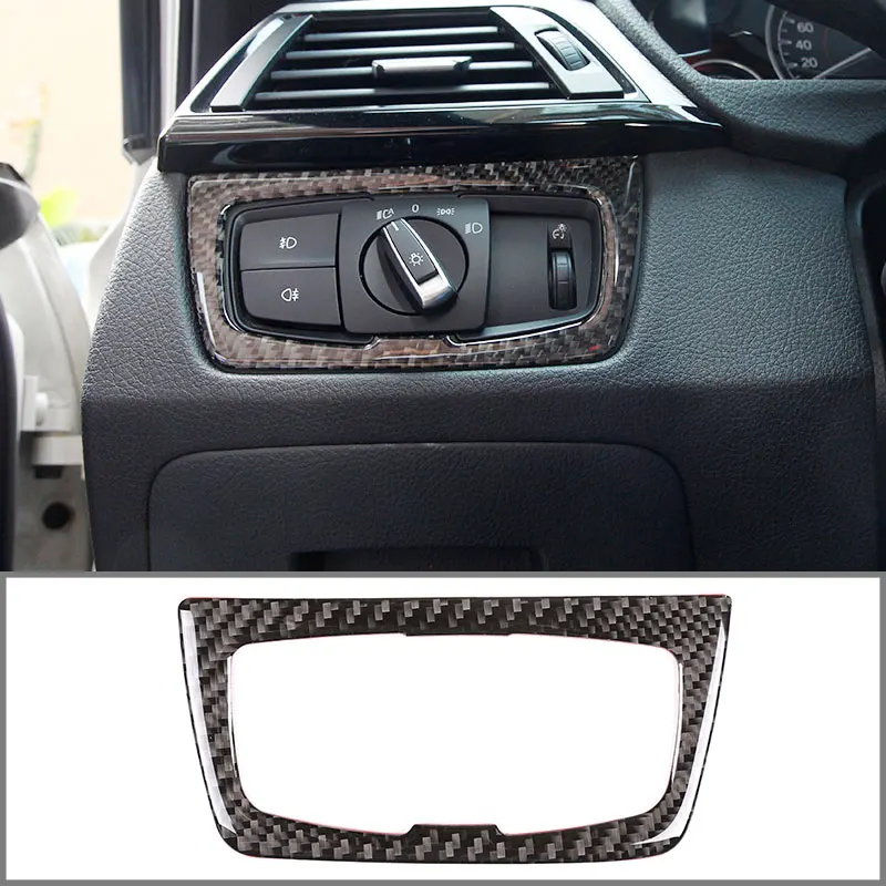 

For Bmw 3 4 Series 2013-2019 Headlight Switch Frame, Real Carbon Fiber (Soft) Car Interior Modification Parts