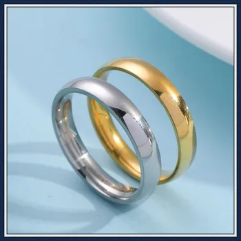 

Men Hot Selling Accessories Ornaments Product 4mm and outside Arc Shiny Side Titanium Steel Couples Stainless Steel Ring 2020