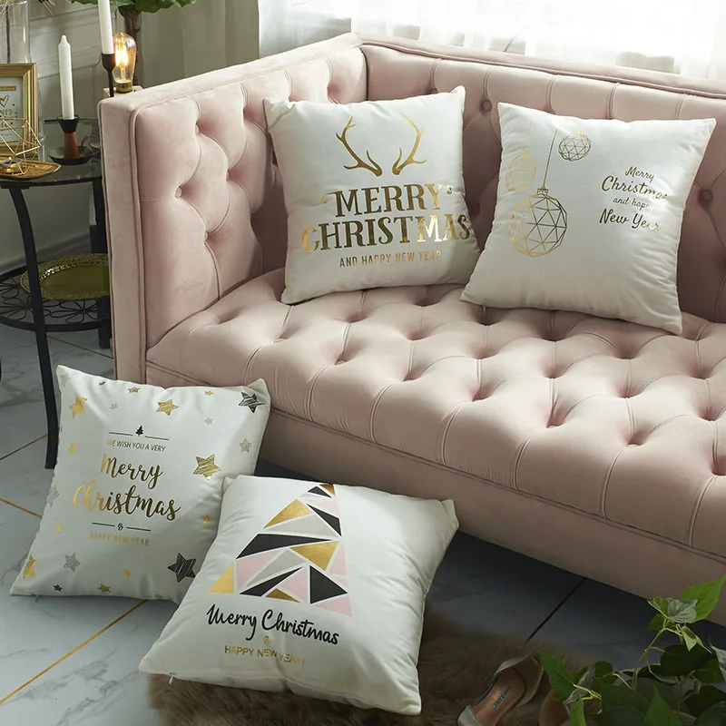 

Bronzing Cushion Cover Pillow Christmas Luxury Gold Decorative Pillowcase Cojines Decorativos Para Sofa Housse De Coussin 40526