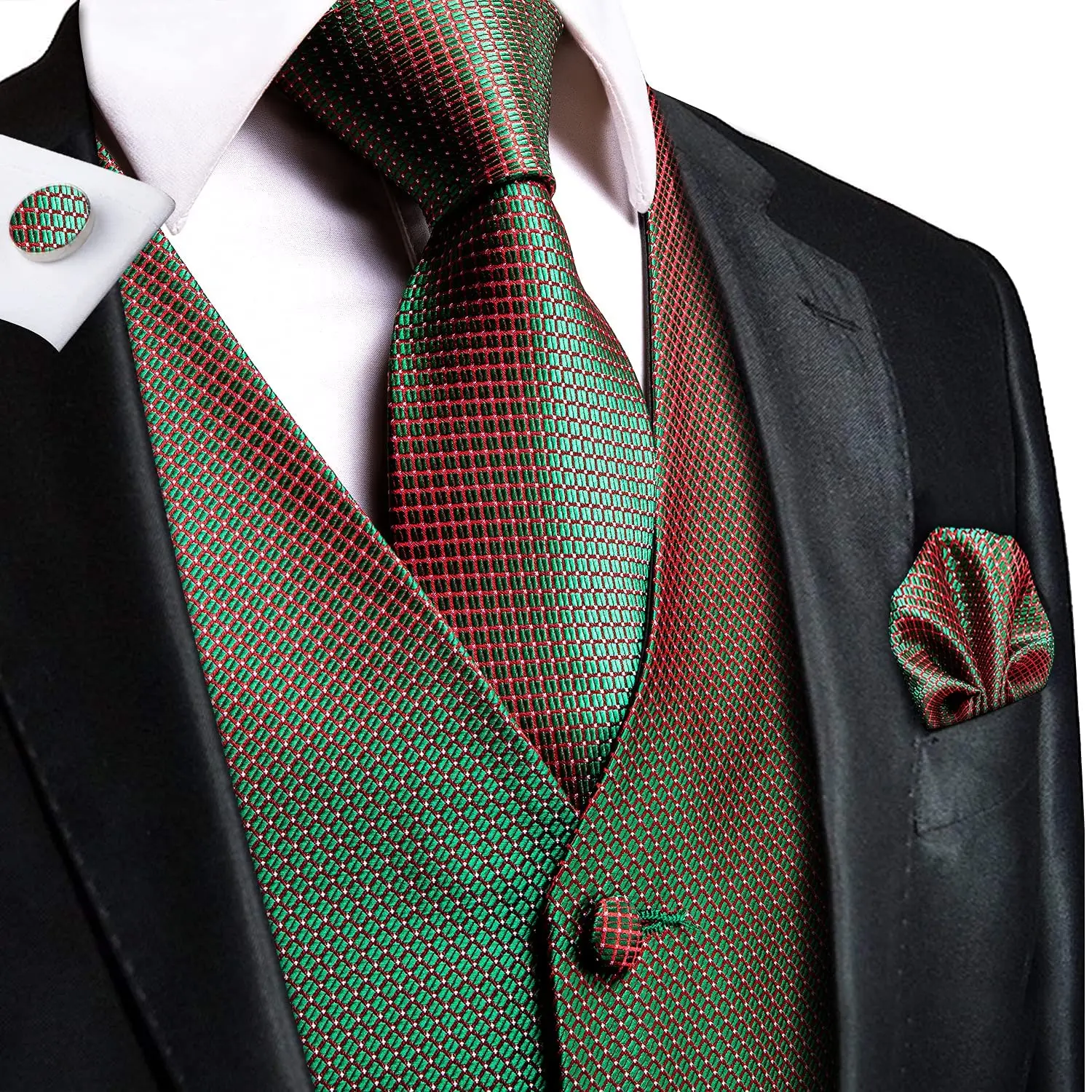 men's blazers Hi-Tie Brand Silk Mens Vests Red Blue Green Purple Gold  Waistcoat Tie Hanky Cufflinks Set Waist Jacket For Men Wedding Business blazers