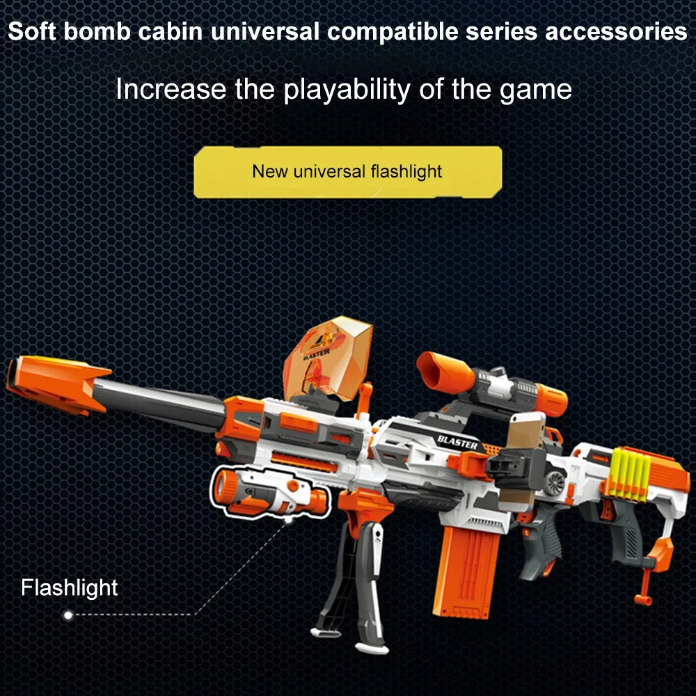 Toy Gun Modified Decorations for Nerf N-strike Elite Series Muffler Tail Stock Flashlight Universal Toy Gun Accessories (9)