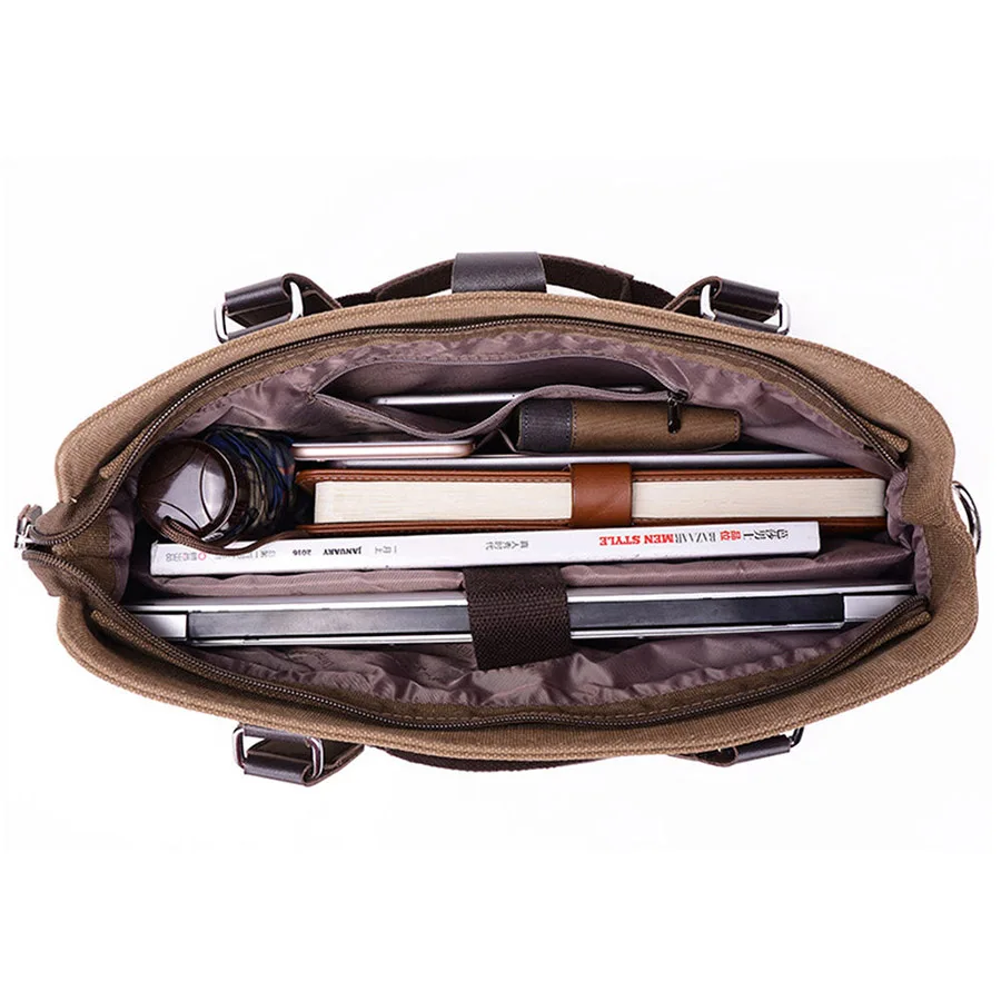 Universal Laptop Bag Men Canvas Briefcase Office Travel Messenger Shoulder Bag Portable Notebook Handbag Large-capacity Pouch (27)