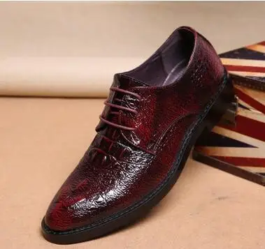 

2019 Fashion mens Crocodile pattern Leather shoes Oxfords flats mens pointed toe dress shoes Wedding casual shoes 890