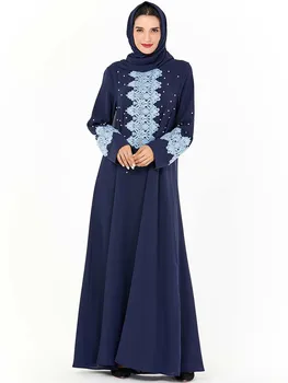 

Dubai Arab Abaya Muslim Dress Women Embroidery Beading A-line Big Swing Hijab Vestidos Turkey Islamic Clothing Kaftan Elbise